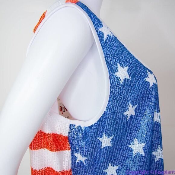 NEW Ashley Stewart Sequin American Flag Scoop Neck Tank, Red, White and Blue, 3X - Picture 14 of 16
